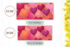 Valentine Coffee Mug PNG, Pink Hearts Sublimation Mug Wrap Product Image 2