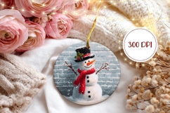 Snowman Round Ornament, Winter Ornament Sublimation Product Image 2