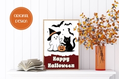 Happy Halloween Greeting Card, Cartoon Halloween Card Design Product Image 2