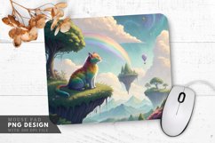 Whimsical Rainbow Cat Fantasy Landscape Mouse Pad PNG Design Product Image 1