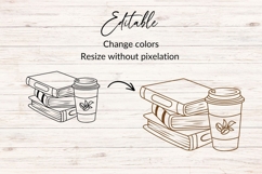 Hand Drawn Books And Coffee Cup SVG Product Image 2