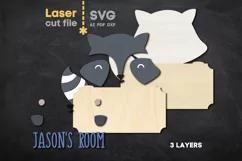 Raccoon Children's Room Sign SVG Laser cut file for Glowforg Product Image 2