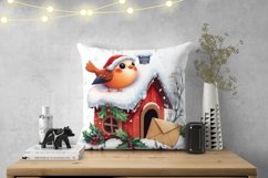 Christmas Bird Pillowcase, Winter Pillow Case Sublimation Product Image 2