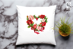 Watercolor Rose Heart Frame Clipart Sublimation PNG Product Image 3