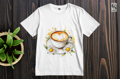 Coffee Cup with Daisy Flowers Clipart Sublimation PNG Product Image 2