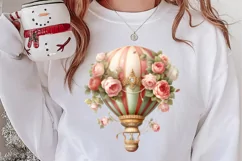 Christmas Hot Air Balloon Clipart, Christmas Hot Air Product Image 3