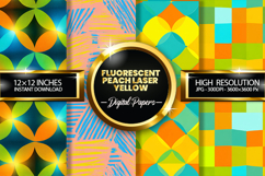 Fluorescent Peach Laser Yellow Digital Papers - 04 variation Product Image 1