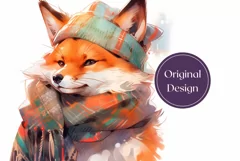 Christmas Tumbler Wrap PNG, Winter Fox Sublimation Tumbler Product Image 2