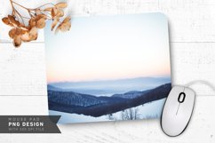 Snow-Covered Forest with Glowing Lights Mouse Pad PNG Product Image 1