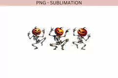 Spooky Season Dansing Skeletons & Pumpkin Head PNG Product Image 2