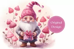 Valentine's Day Tumbler Design, Cute Gnome Tumbler Wrap PNG Product Image 2