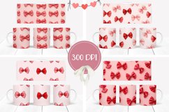Red Bows Mug Wrap Designs, Cartoon Bow Mug Sublimation Product Image 2
