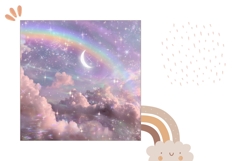 Glitter Stars Pillow Sublimation, Rainbow Pillow Design Product Image 2