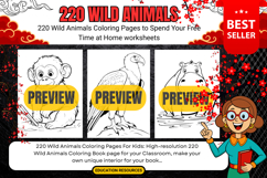 220 Wild Animals Coloring Pages for Kids printable worksheet Product Image 1
