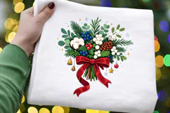 Christmas Winter Bouquet PNG, Holiday Floral Sublimation Product Image 3