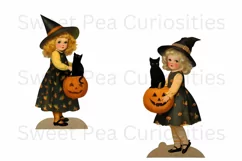 Halloween, Vintage, Cardboard, Girls, Ephemera, PNG, Clipart Product Image 2