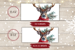 Watercolor Christmas Deer Mug Wrap, Christmas Animals Mug Product Image 2