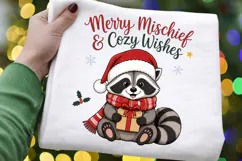 Cute Christmas Raccoon PNG, Merry Mischief and Cozy Wishes Product Image 4
