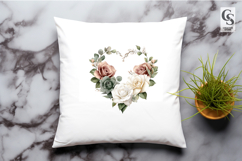 Watercolor Rose Heart Wreath Clipart Sublimation PNG Product Image 3