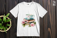Rose Teacup and Books Clipart Sublimation PNG Product Image 2