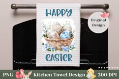 Happy Easter Kitchen Towel, Easter Basket PNG Product Image 1