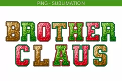 Brother Claus Christmas PNG File, Sequin Letters Faux Product Image 1