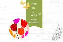 Art Tulips Earrings Print, Abstract Round Earrings Design Product Image 2