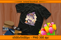 Cute Halloween Fox Witch Hat Sublimation Design PNG Product Image 2