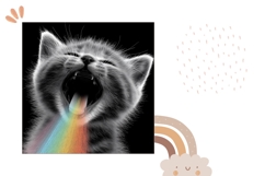 Funny Cat Pillow Template, Rainbow Pillow Case Product Image 2