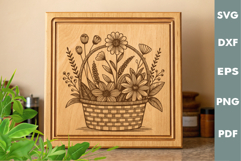 Basket with flowers SVG, Wildflowers, Laser Engraving files Product Image 1