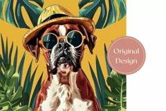 Tropical Tumbler Wrap Design, Boxer Dog Tumbler Sublimation Product Image 2