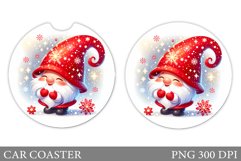Christmas Gnome Car Coaster. Christmas Car Coaster Design Product Image 1