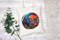 Cartoon Forest Illustration, Nature PNG, Neon Mushrooms PNG Product Image 2