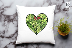 Green Leaf Heart Botanical Clipart Sublimation PNG Product Image 3
