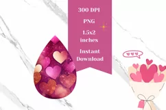 Valentine Teardrop Earrings PNG, Glitter Hearts Earring Product Image 2