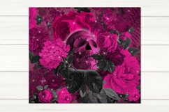 Gothic skull &amp; flowers | Skinny tumbler sublimation design Product Image 2