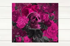 Gothic skull & flowers | Skinny tumbler sublimation design Product Image 2