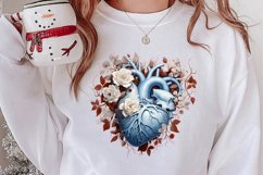 Watercolor Christmas Floral Hearts Clipart Product Image 2