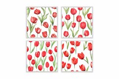 Watercolor Red Tulip Flower Digital Papers Product Image 2