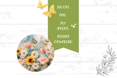 Floral Earrings PNG, Butterfly Round Earrings Design Product Image 2