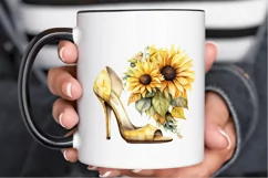 Sunflower High Heel Watercolor PNG Clipart Product Image 2