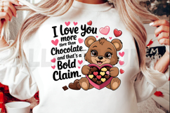 Cartoon Bear With Chocolate Heart Valentines Day Graphic Product Image 2