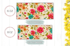 Cute Floral Mug Template, Pink Flowers Mug Sublimation Product Image 2