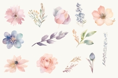Watercolor Decorative Flower Clipart PNG, Floral Clipart Product Image 2