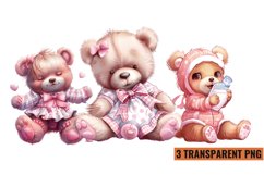 Watercolor Pink Baby Teddy Clipart , PNG Product Image 1