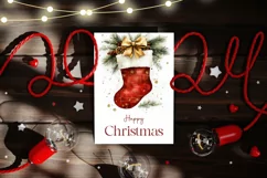 Watercolor Christmas Greeting Cards, Santa Sack Card Designs Product Image 2