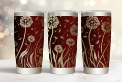 20oz Tumbler laser svg wrap| Floral Dandelions pattern Product Image 2