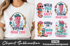 Cowgirl Seahorse Clipart Sublimation PNG Product Image 1