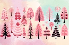 Pink Christmas Tree Clipart Bundle, Pink Christmas Tree PNG Product Image 3