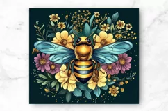 Floral Bumble Bee 20oz Skinny Tumbler Wrap Sublimation. Product Image 2